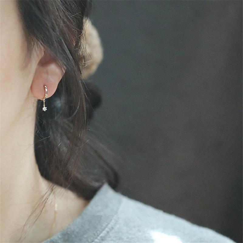 Серьги из стерлингового серебра 925 пробы в Корейском стиле с маленькими кристаллами для женщин, классические модные ювелирные изделия для свадебной вечеринки, подарок