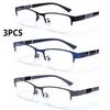 3PCS Myopia Glasses New Metal Frame Business Finished Half Frame Men Anti Blue Light Short Sight Eyeglasses