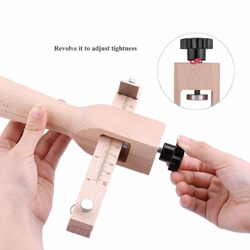 Wooden Leather Strap Cutter Adjustable Strip Belt Precise Cutting Tool with 5 Sharp Blades for Leathercraft Handmade DIY Work