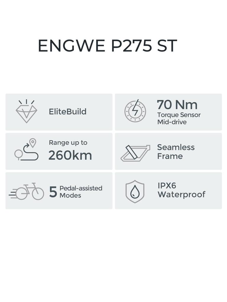 Electric Bicycle Adult ENGWE 27.5" 250W Motor 36V 19.2AH City Ebike Top Speed 25Km/h Load 120Kg 9 Speed P275 ST
