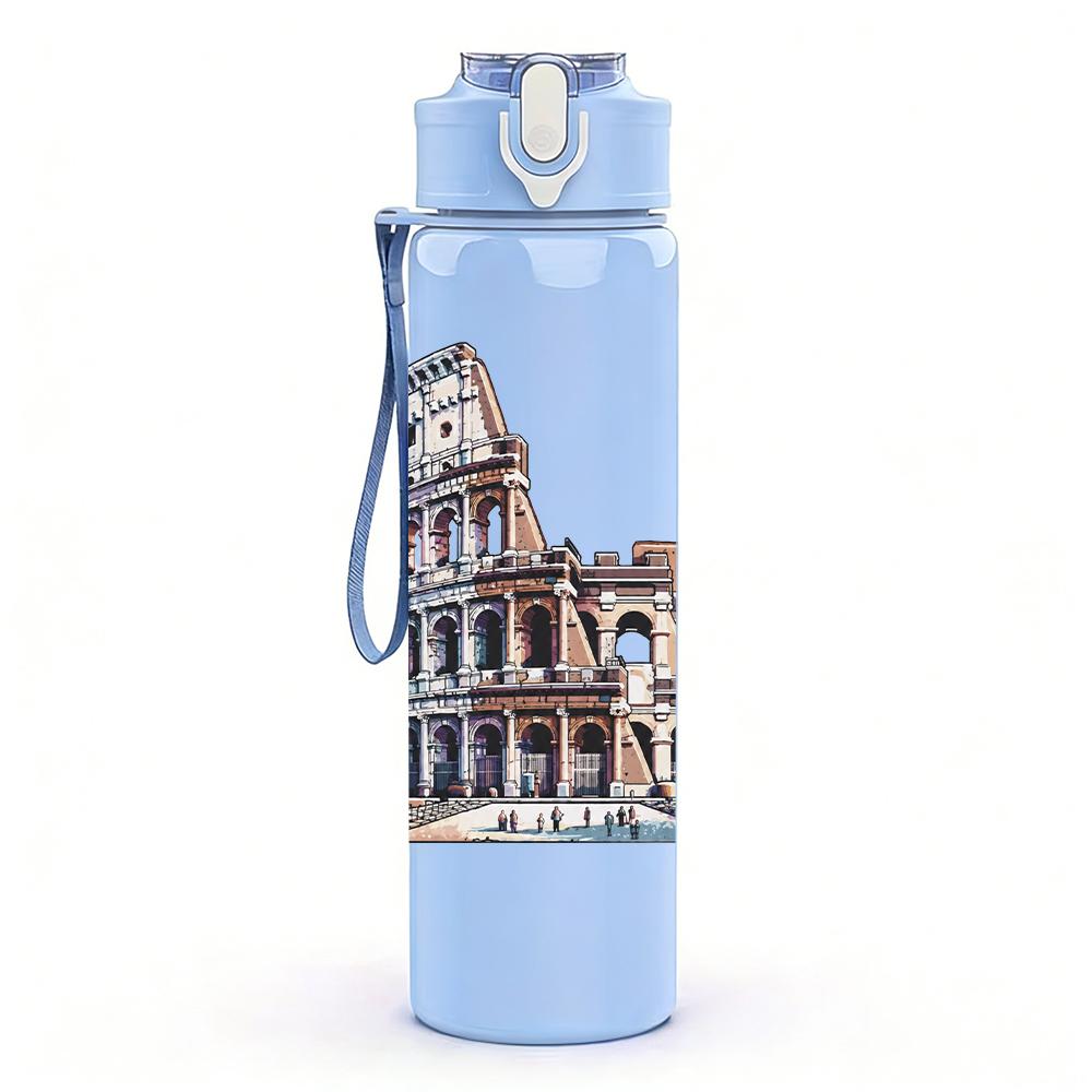 1PC Rome Colosseum Vintage Architecture Print 750ml Portable Sports Water Bottle Leakproof Travel Gym Drink Cup