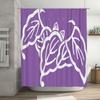 Purple Shower Curtain With White Leaf Pattern Modern Bathroom Decor Waterproof Fabric Material For Home Improvement Easy Install