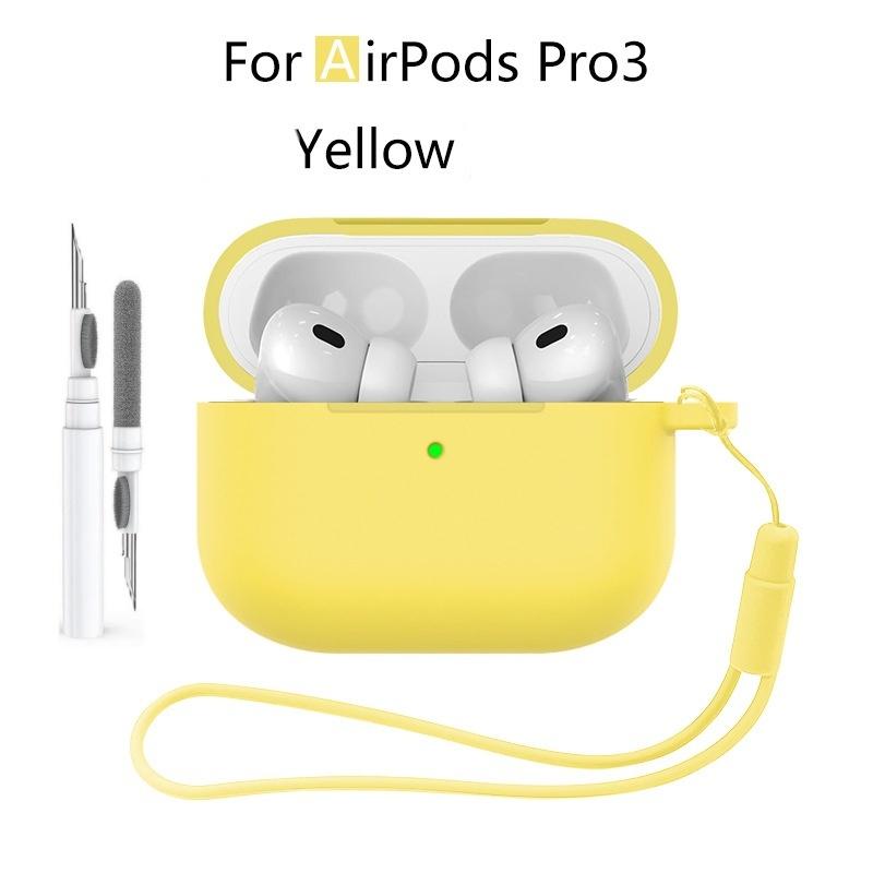 Новый 2025 Чехол для Apple Airpods Pro 3 Мягкий силиконовый Полная защитная крышка с чистящим набором и брелком для чехла Airpods Pro 3