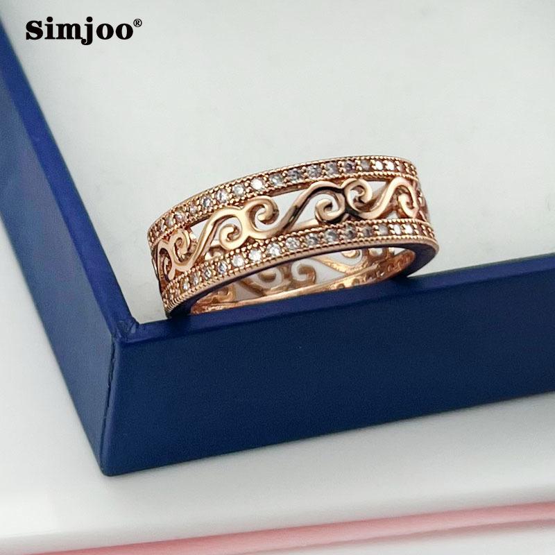 SIMJOO изысканное персонализированное женское кольцо из розового золота, свадебные украшения