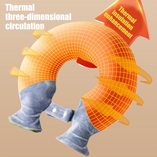 1.8L U-Shaped Hot Water Bottle Neck Shoulder Pain Relief Leak-proof PVC Hot Water Bag with Fleece Cover Hot Cold Therapy Neck Warmer Bag