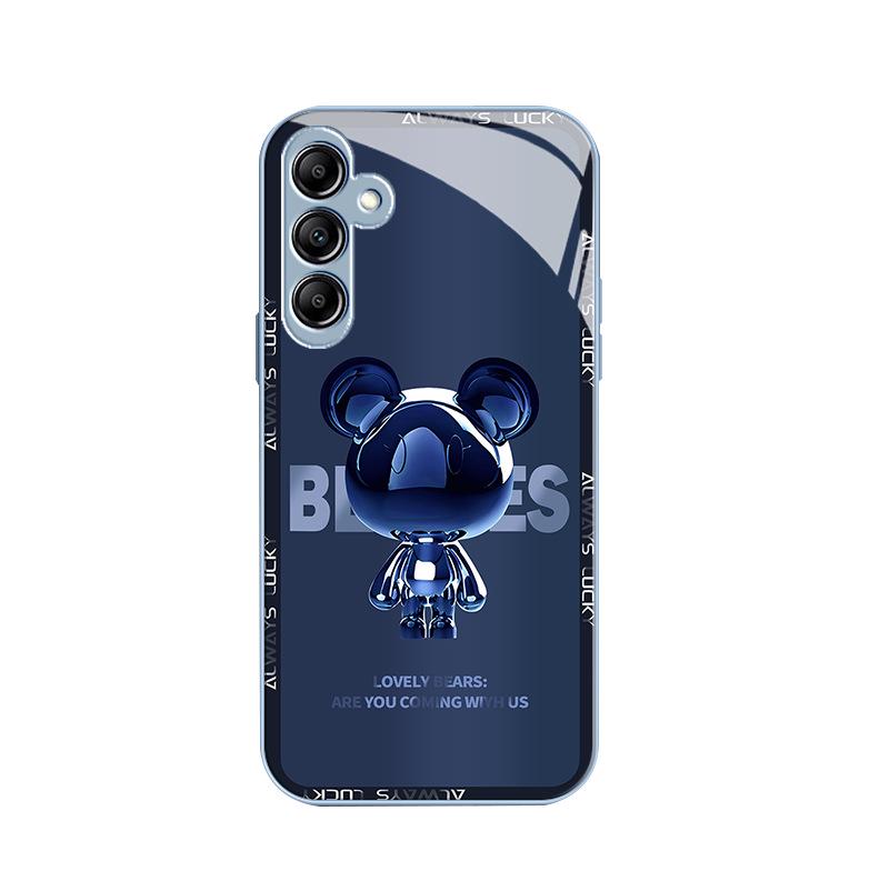 Жидкий корпус с изображением металлического медведя для Samsung A51 S21 S30. Высококачественный дизайн. Идеальный вариант подарка.