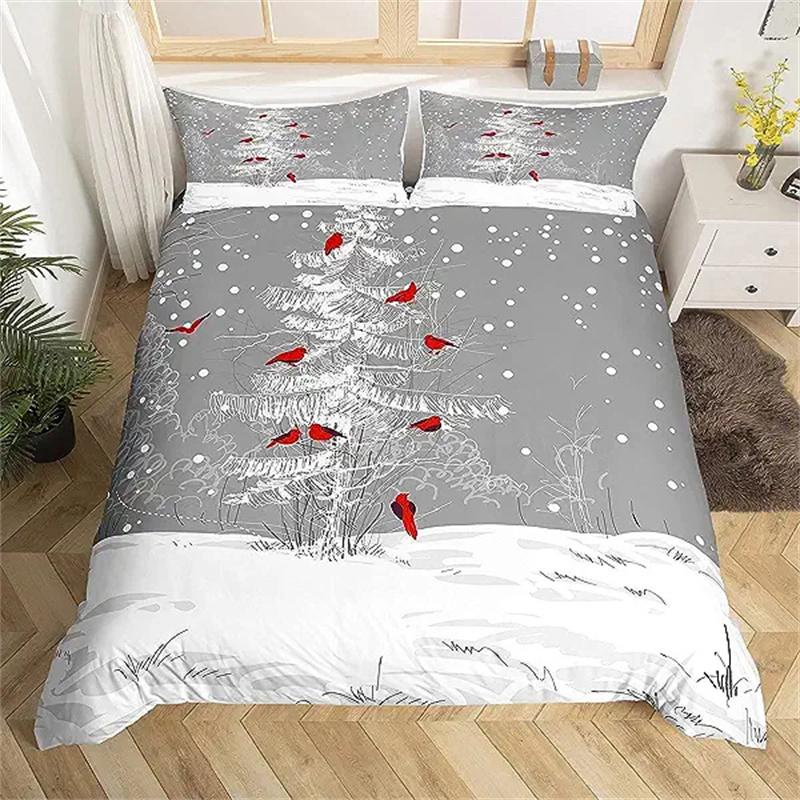 Christmas Duvet Cover Gold Reindeer Bedding Set Boys Girls Room Decor Blue Christmas Tree Comforter Cover Western New Theme