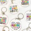 Intelligent Loving Brave Mother Spanish Print Keychain Circle Chain Acrylic Keyring Holiday Birthday Mother's Day Gift for Mama