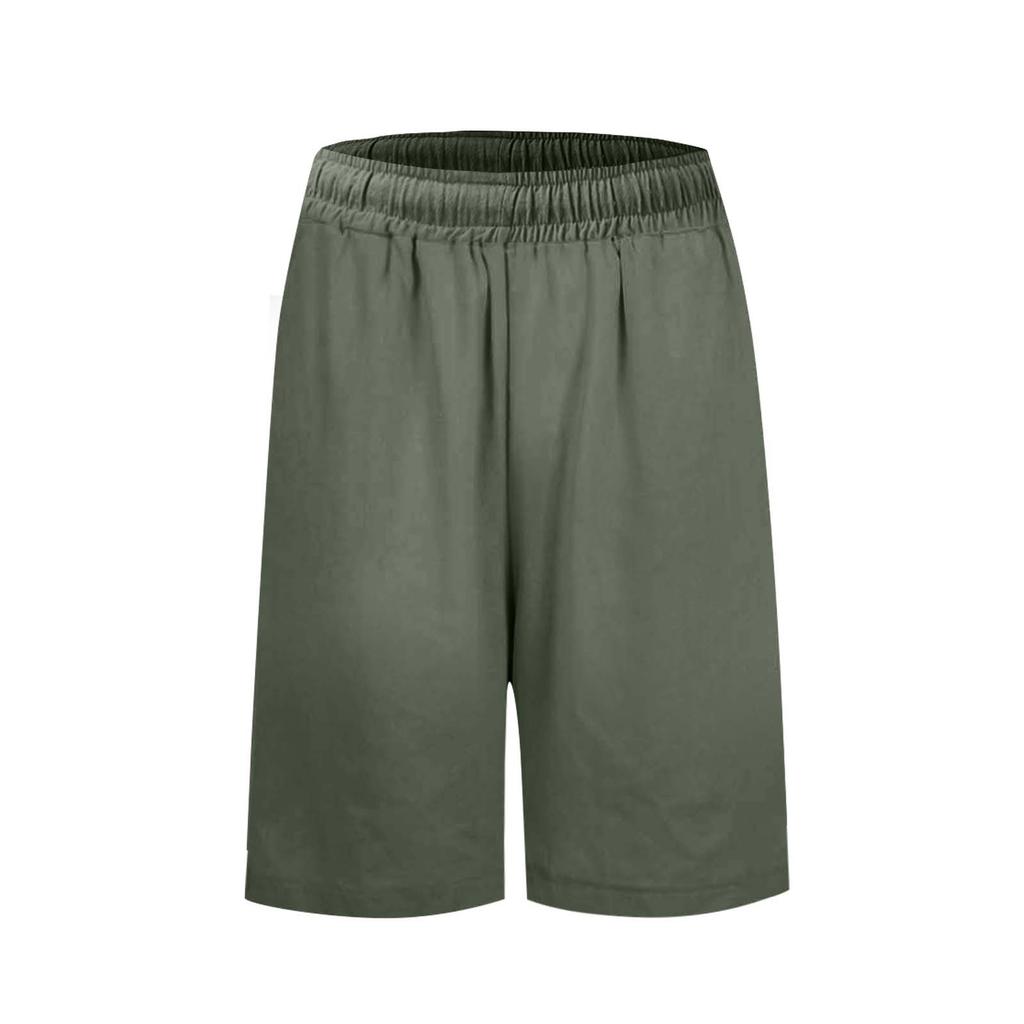 Женские однотонные повседневные брюки с высокой талией, спортивные брюки, шорты 1/2