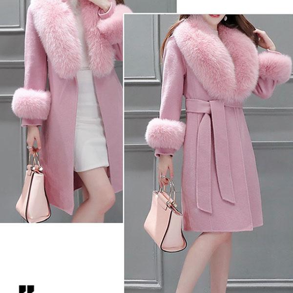 Модное и элегантное женское шерстяное пальто средней длины, зимнее облегающее съемное шерстяное пальто на шнуровке