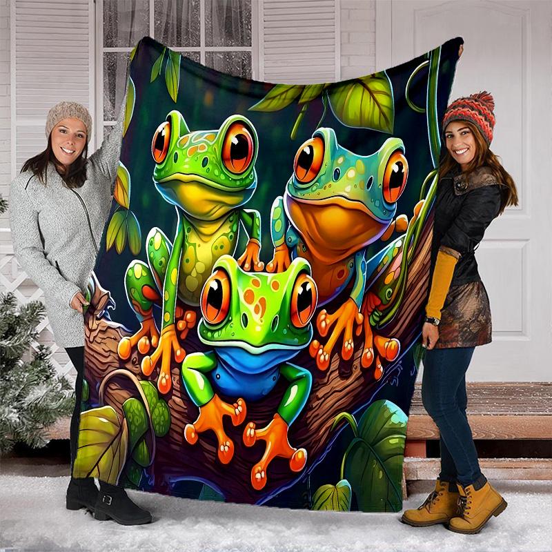 Frog Plush Blanket Suitable All Seasons Soft Comfortable Sofa Office Nap Travel Birthday Gift Christmas Present