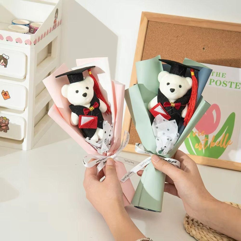 Cartoon Graduation Bear Plush Toy Stuffed Simulated Bear Doll Bouquet  Girlfriends
