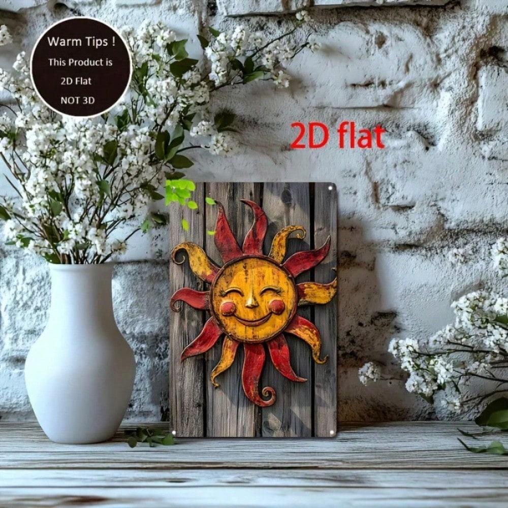 Винтажная 1 шт. Дюймовая Улыбающаяся 8x12 Солнце Металлическая Жестяная Вывеска Рустикальное Алюминиевое Искусство Ретро Летний Декор Для Сада Веранды Кухни