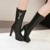 Женские короткие сапоги на высоком каблуке, новые осенне-зимние непромокаемые однотонные короткие ботинки на платформе и толстом каблуке