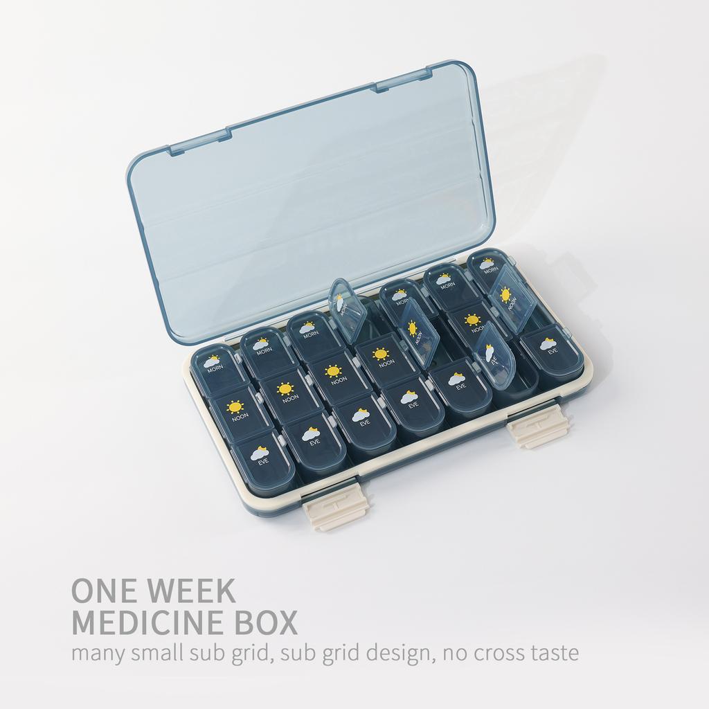 Portable 28 grid weekly medication dispensing kit, travel kit with silicone tray, 7-day medication dispenser, Mother's Day gift