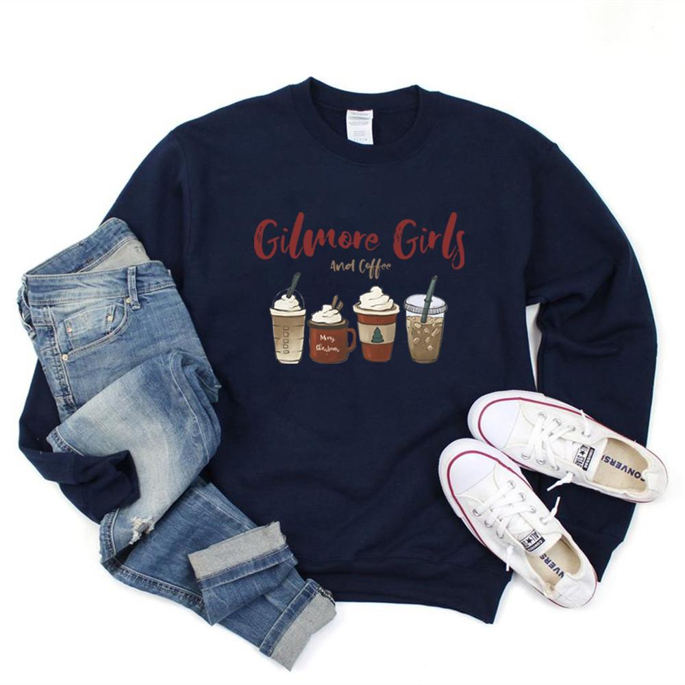 Lorelai Gilmore Girl Толстовка Gilmore Girls and Coffee Толстовка со звездами Полая рождественская кофейная толстовка с круглым вырезом Топ для рождественской вечеринки
