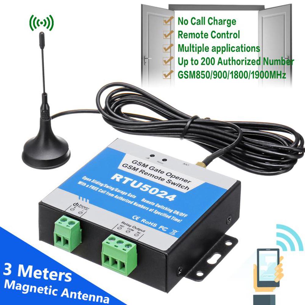 GSM Door Gate Opener Remote On/Off Switch Free Call SMS Command Antenna Control Stable Signal Support 850/900/1800/1900MHz