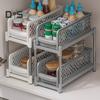 Sliding Under-sink Organizer Storage Rack Double-Layer Design Large Capacity Strong Load-bearing Easy Assembly Cabinet Organizer Storage Shelf
