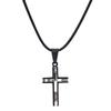 Двухслойное ожерелье из нержавеющей стали с крестом из кожи для женщин и мужчин, серебряное и черное, модный подарок в виде ювелирного изделия