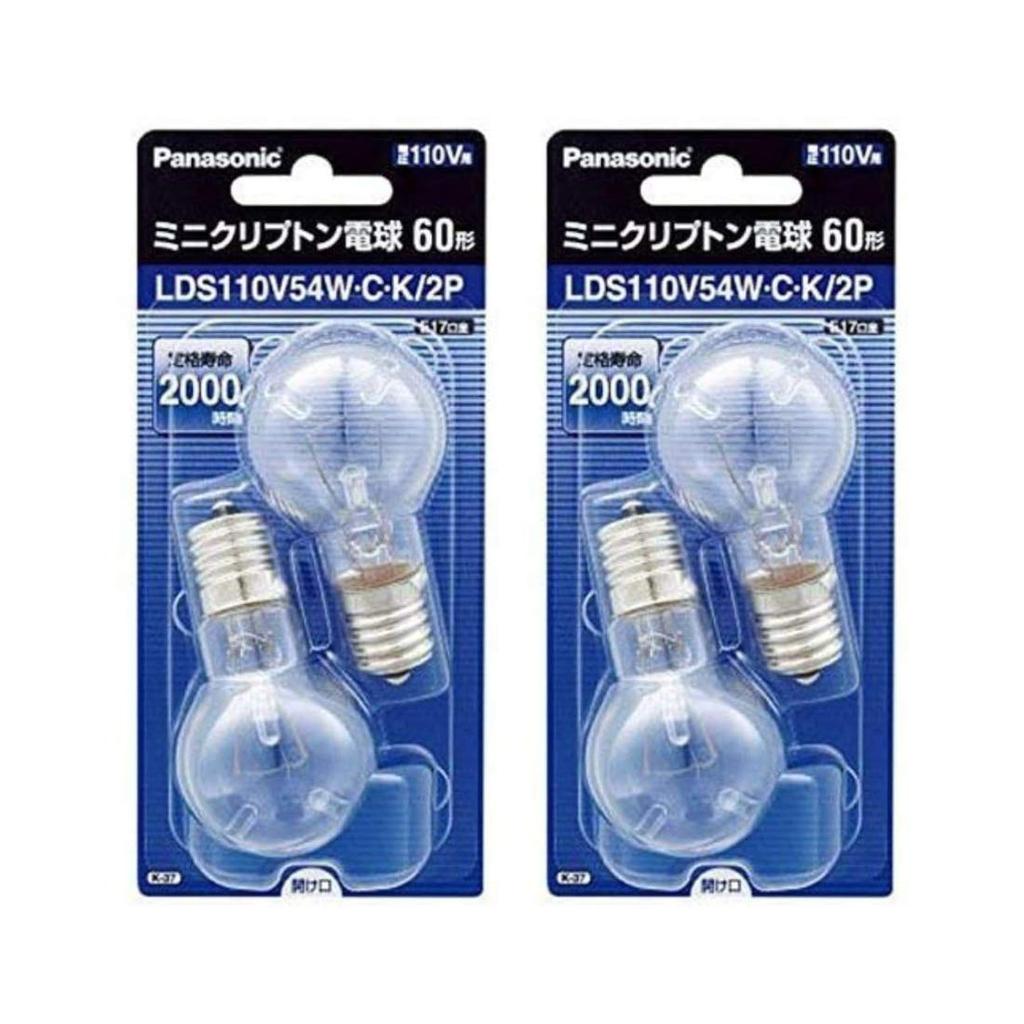 Panasonic Мини Криптоновая лампочка 110 В 60 Вт Тип E17 Цоколь 35 мм Диаметр Прозрачный 2 шт LDS110V54WCK2P из (54W) (Набор 2)