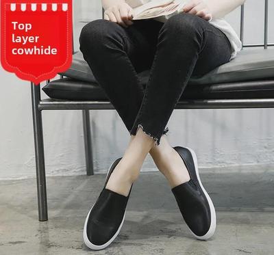 Женские белые лоферы из коровьей кожи весна/лето 2025 года — универсальная повседневная обувь из натуральной кожи в корейском стиле