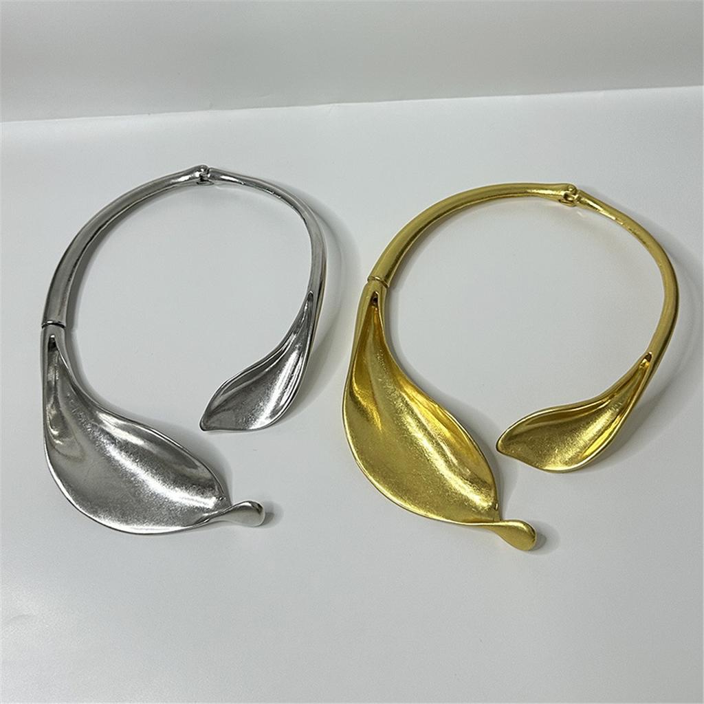 Tooxika Летнее Новое Нишевое Персонализированное Золотое Ожерелье-Воротник с Листьями и Цветами, Преувеличенное Фанковое Ожерелье Открытого Типа с Высоким Чувством