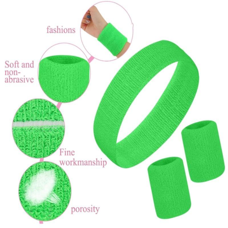 Sports Headband and Wrist Strap 3-piece Set, Sports Football Sweat Absorber, Girl's Headband and Wrist Sweatband