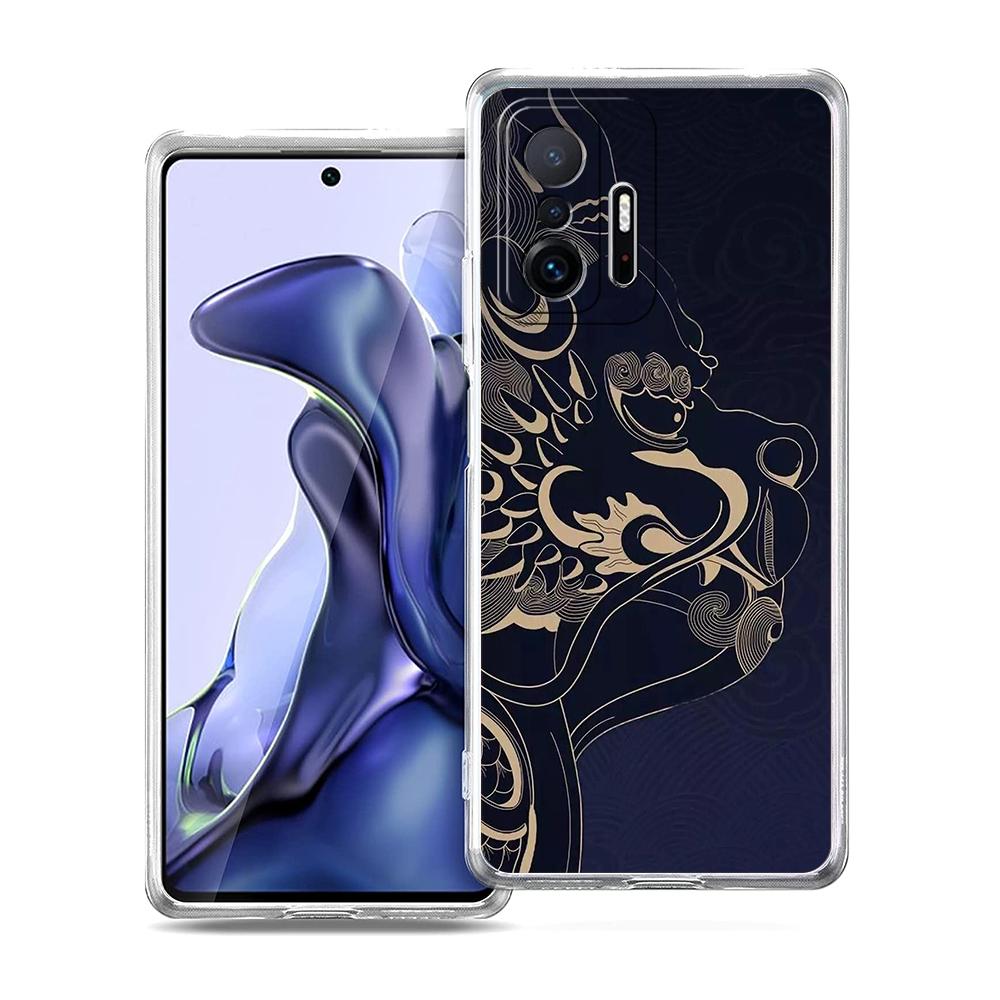 Прозрачный чехол для телефона для Xiaomi Mi 14 13 12 11 Ultra Poco X3 NFC F3 F6 Pro Мягкий ТПУ корпус Модный тренд Мультяшный Китайский дракон
