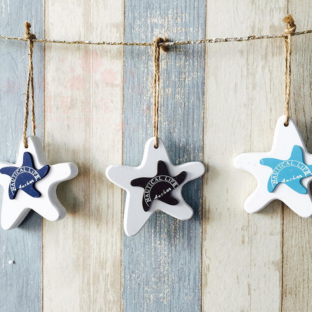 Fish Skewer Starfish Skewer Wooden Pendant Marine Series Decoration Mediterranean Style Small Fish Pendant