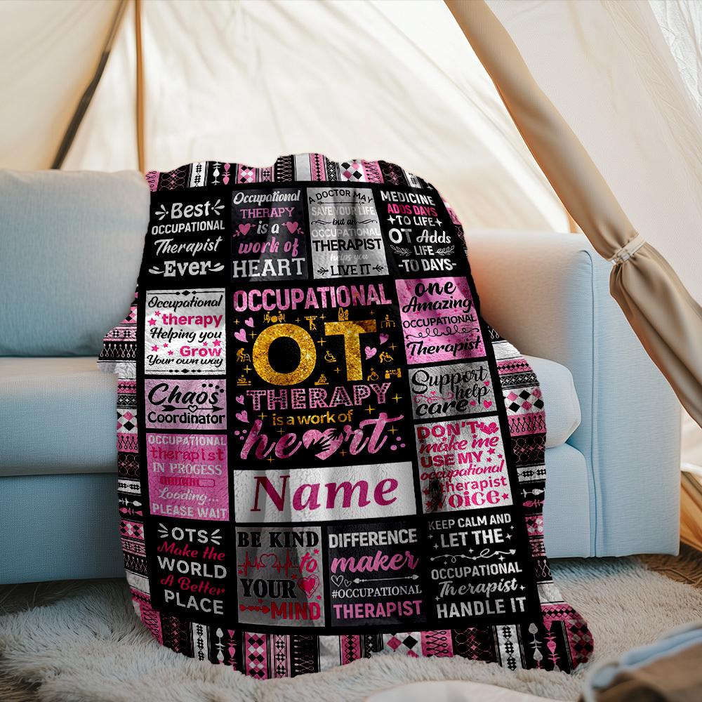 Occupational Therapy Occupational Therapy Work Of Heart Outdoor Customize Your Name Blanket Comfortable Soft Lightweight Allseason Multipurpose