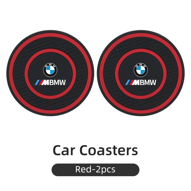 LHNJF1 2026 Car Sticker PVC Car Coaster Water Cup Anti-Slip Silicone Pads Interior Accessories For BMW Motorsport X1 X3 X5 E39 E46 E90