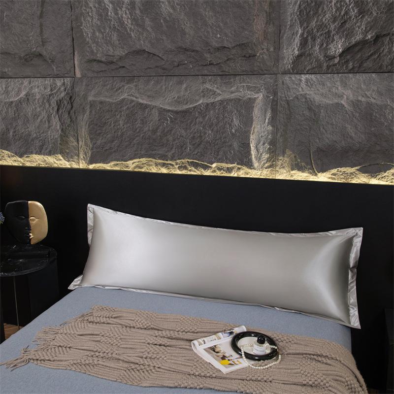 2pcs Summer Ice Silk Waterproof Long Pillowcase Couple Long Pillow Cover Inner Pillow Case The pillow core is only displayed