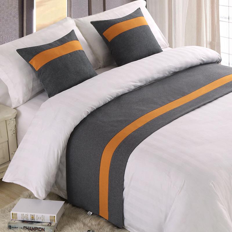 Nordic Style Simple Bed Flag Bed Runner With 2Pcs Pillowcase Home Hotel Wedding Decor Bed Spread Bedroom Decor Bed Tail Flag