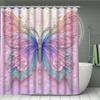 Pink Butterfly Shower Curtains Washable Fabric Polyester For Bathtub Art Bathroom Decor Partition With 12 Hooks Waterproof Home