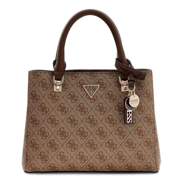 GUESS Sac à main brun clair marron pour femme - Noelle II Multi Compartment Satchel S Latte Logo / Brown 327666