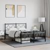 VidaXL Metal Bed Frames with Headboard Footboard, Double Bed with Slat Base, Adult Bed with Feet for Bedroom, 376244