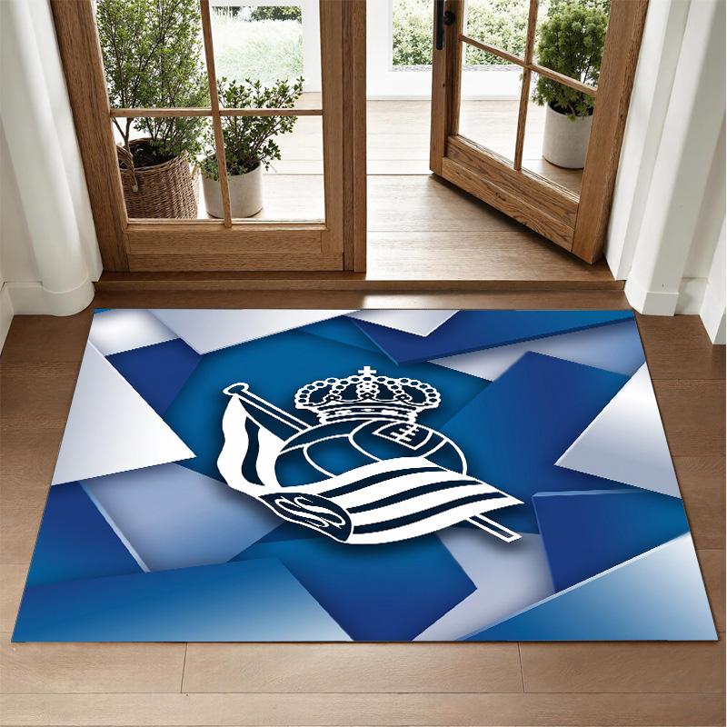 Real Sociedad FC Design Crystal Velvet Rug Soft Decorative Mat for Bedroom Entrance