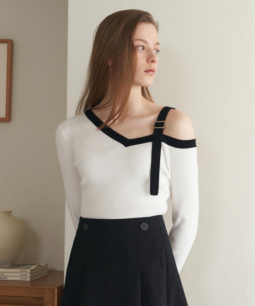 ARTID Off-Shoulder Strap Point Knit_3Colors