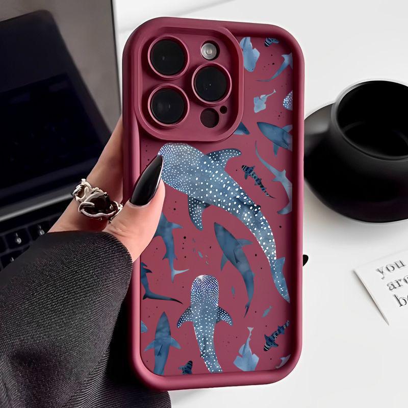 Для iPhone 16 Pro Max 16E 15 14 Pro 13 12 11 чехол с принтом китового дерева, противоударный мягкий защитный чехол для линз из ТПУ с матовым покрытием