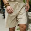Linen Shorts Men Big Tall Summer Plus Size Elastic Waist Casual Flax Bermuda Male Beach Linen Clothes