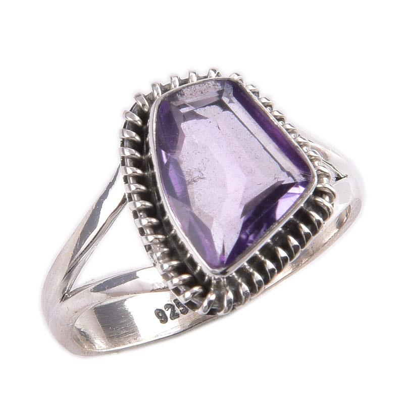Natural Pink Amethyst Gemstone Handmade 925 Solid Silver Jewelry Ring S.8 c2p01
