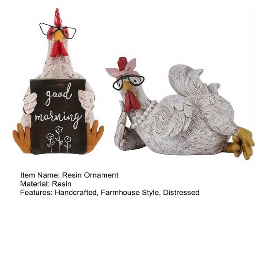 Деревенская фигурка петуха из смолы, состаренная статуэтка курицы, скульптура петуха в стиле фермерского дома
