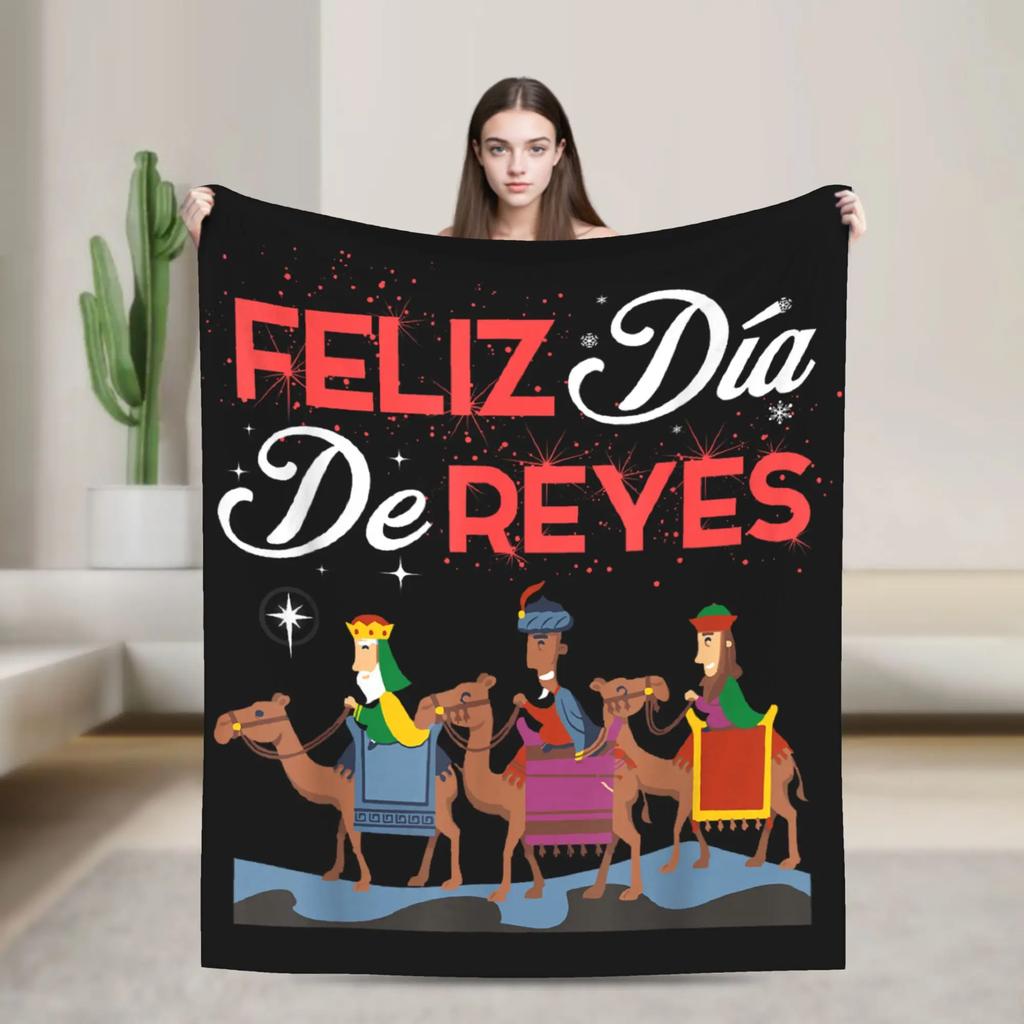 Puerto Rican Three Kings Flag Epiphany Blanket Reyes Magos Flannel Warm Throw for Chair Office Decoration