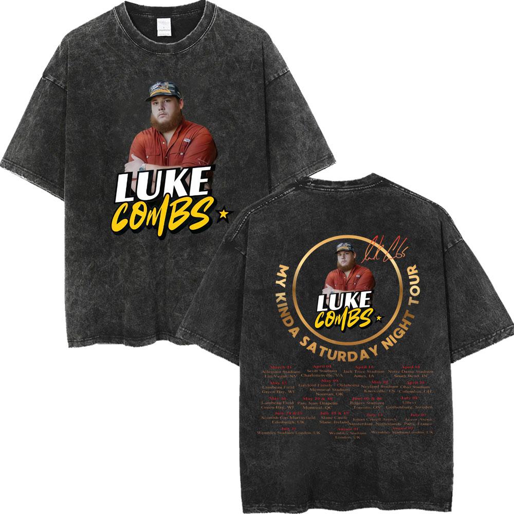 Ретро-футболка с эффектом потертости Singer Luke Combs Tour для мужчин и женщин, летняя повседневная хлопковая футболка с коротким рукавом, подарок фанату