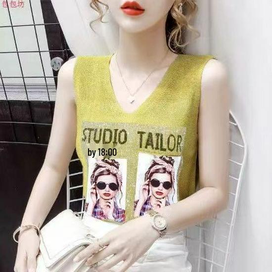 2023 Блестящий шелковый женский жилет без рукавов с V-образным вырезом - Новый стиль весна/лето, свободный крой с вязаным дизайном на бретелях с горячими бриллиантами