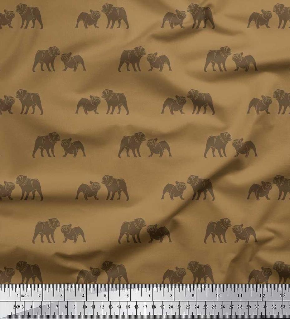 Soimoi Японская креп-сатиновая ткань с принтом Bull Dog на метр шириной 42 дюйма