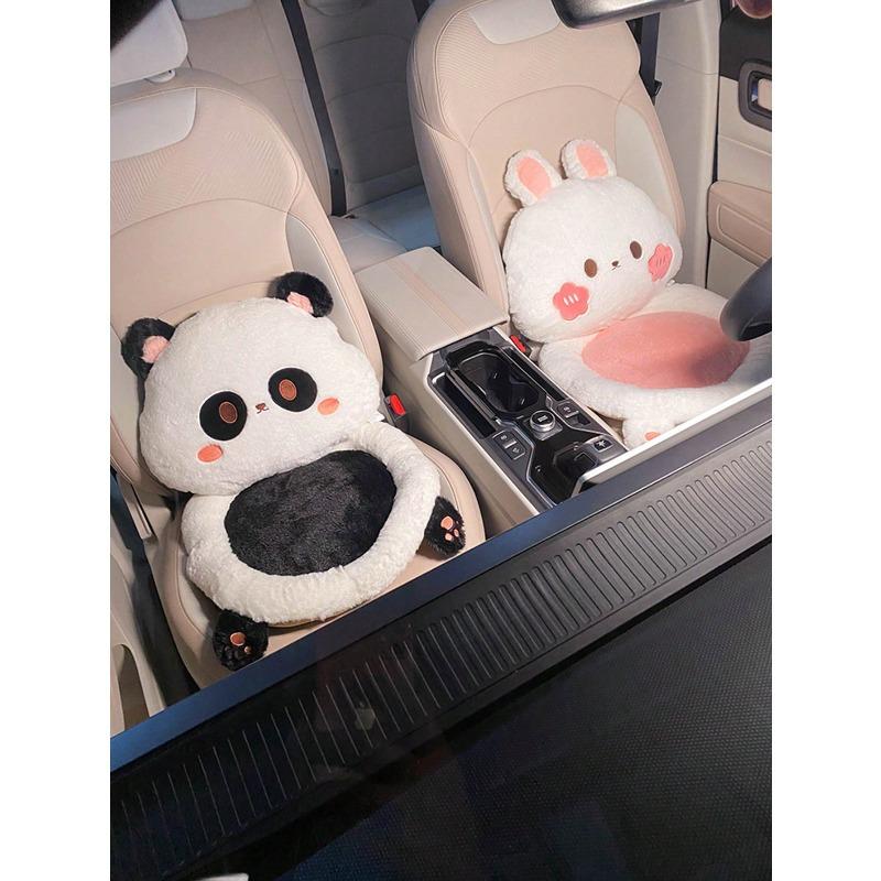 Cozy Up Your Car with 1pc Cute Ladies' Winter Car Seat Cushion Plush, Heated, Neck Pillow and Lumbar Support Keeping You Warm During Winter Drives