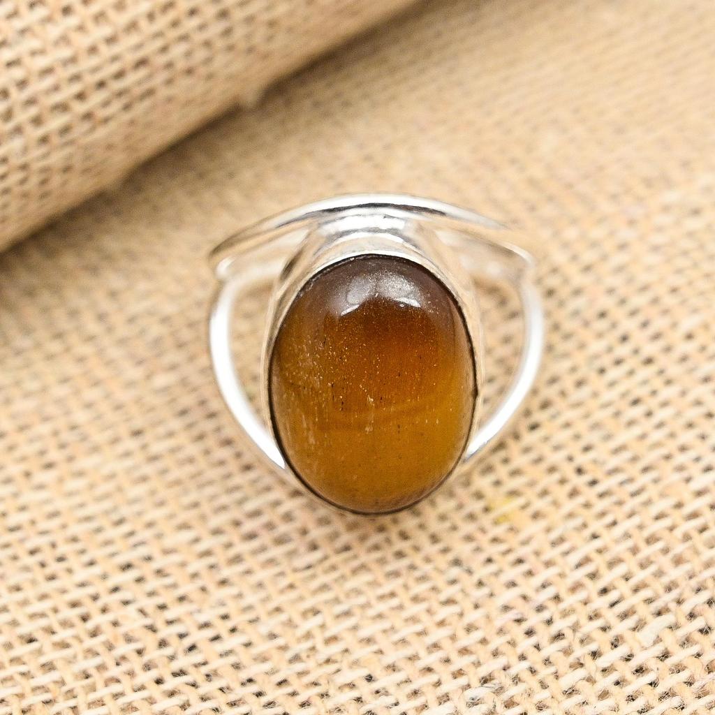 Кольцо из стерлингового серебра 925 пробы с драгоценным камнем тигрового глаза ручной работы на Рождество