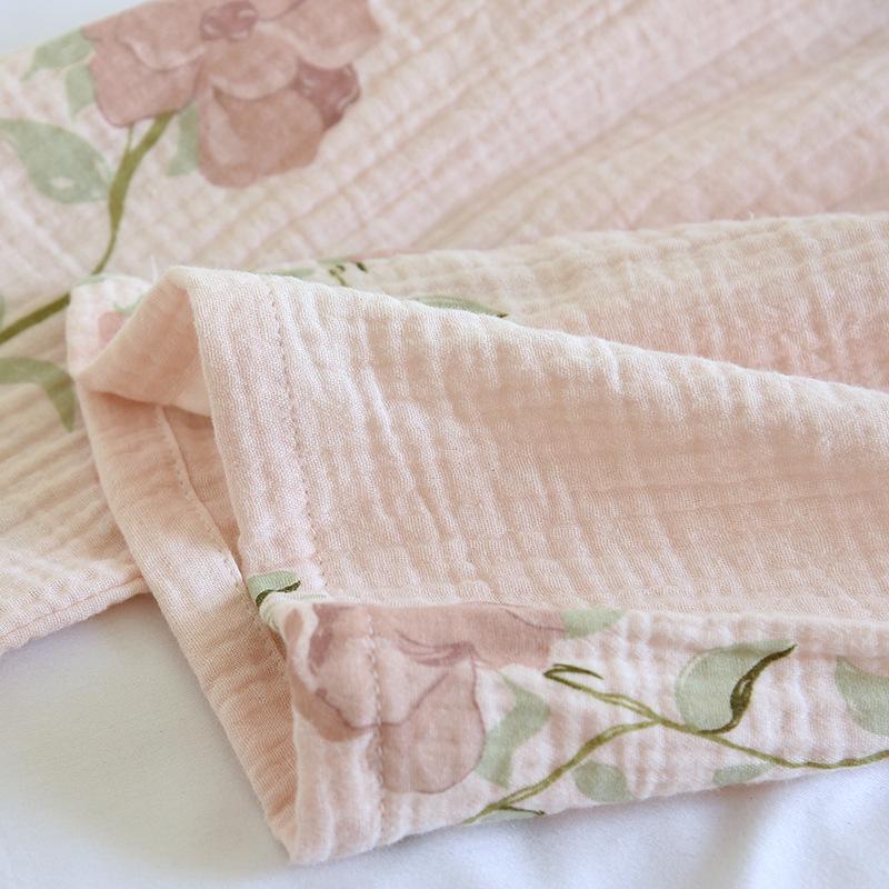 Женский весенне-осенний пижамный комплект из хлопковой марли - Топ с длинным рукавом и брюки