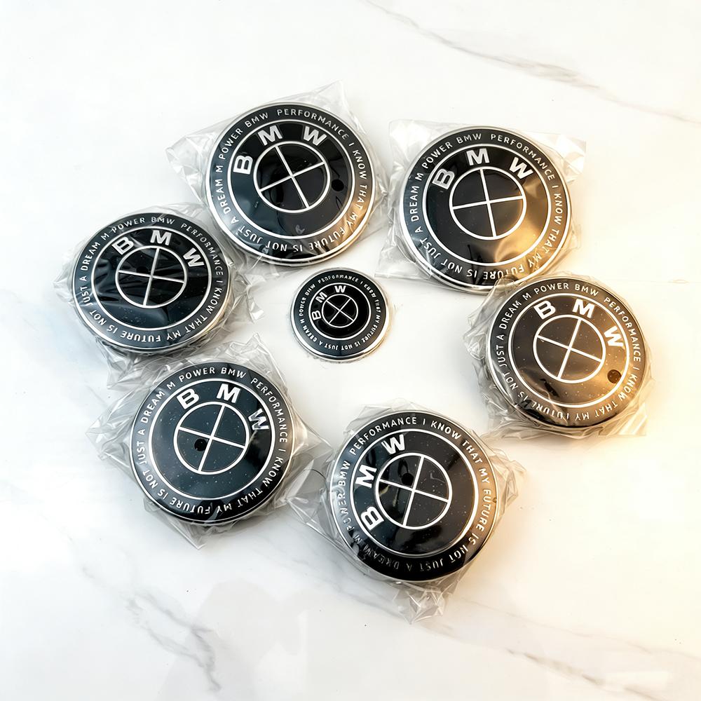 7Pcs 45mm 56mm 68mm 74mm 82mm Car Wheel Hub Center Caps Hood Front Rear Trunk Emblem Steering Wheel Center Badge For BMW DZ3
